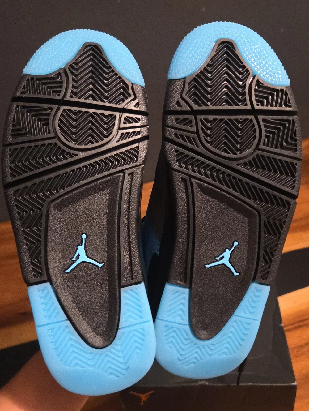 Air Jordans 4RM - Black and Gamma Blue Size 4 Youth